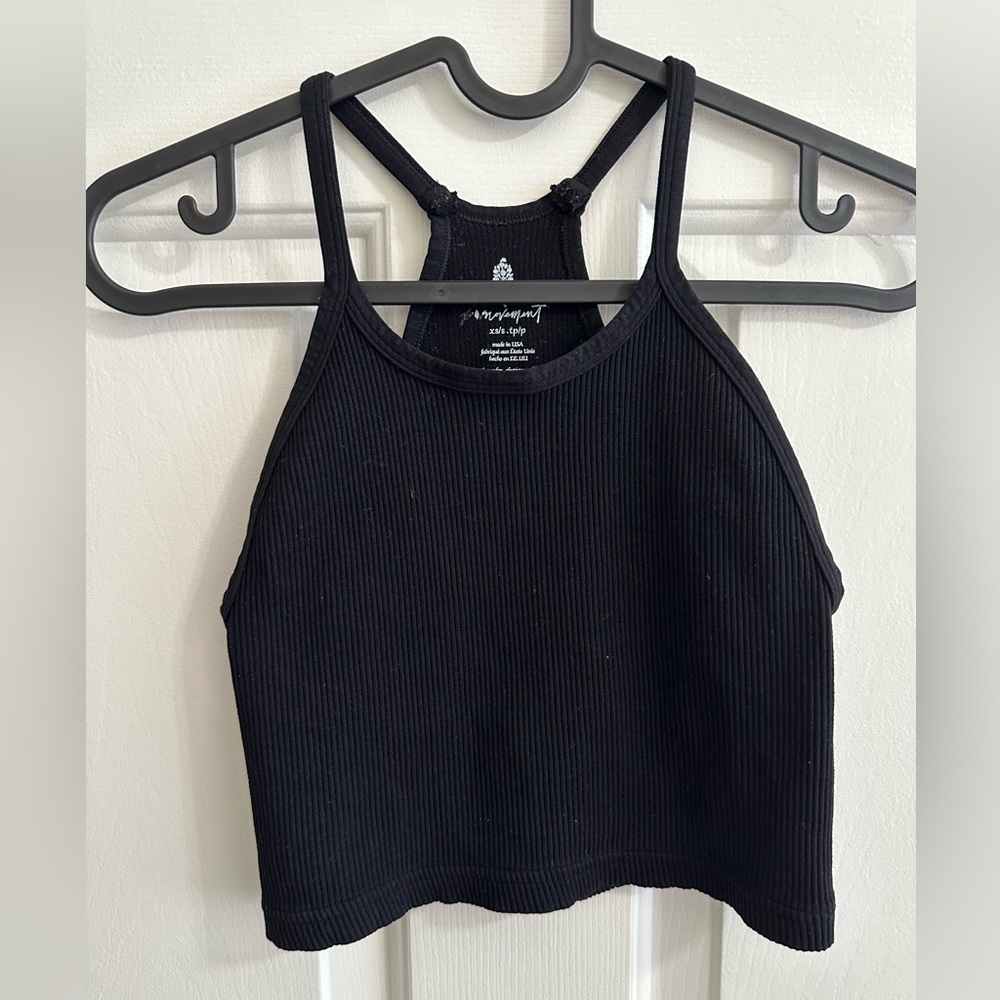Black tank, Happiness Runs Crop Tank — FP Movement — size XS/S